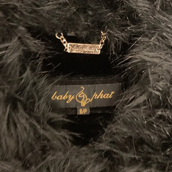 Baby Phat Black Leather Jacket with Faux Fur - Picture 15 of 15